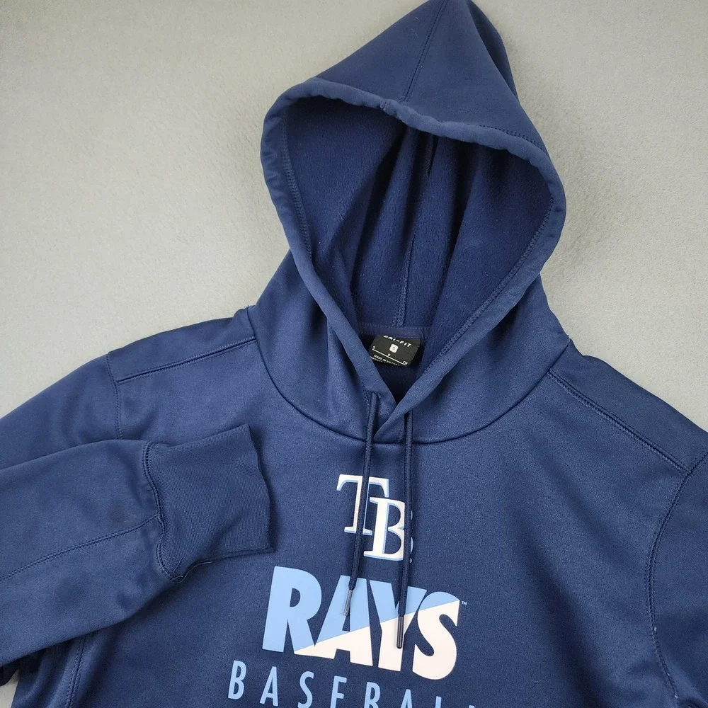 Tampa Bay Rays Hoodie Mens Small Blue MLB Baseball Nike Dri Fit Pullover